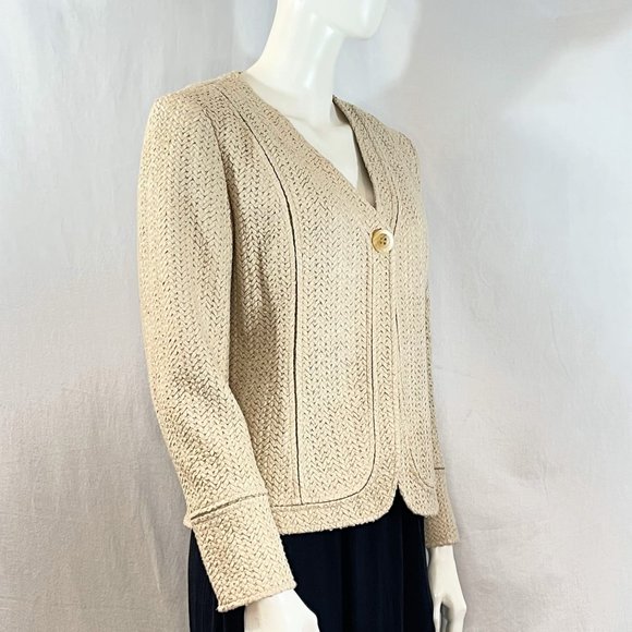 Woven Look Collarless Blazer | Lafayette 148 New York - Picture 6 of 9